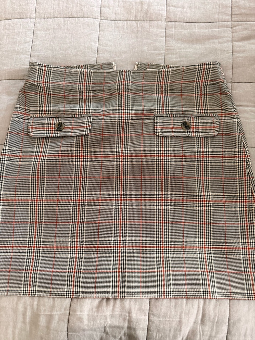 LOFT Plaid Mini Skirt in Gray with Red Windowpane